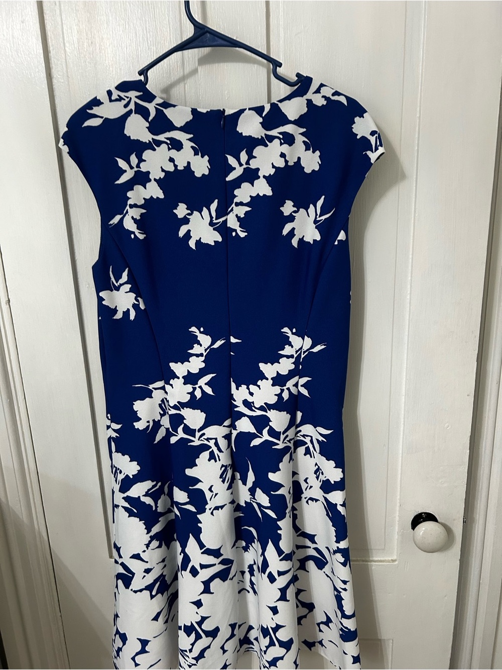 London Times Navy and White Floral Midi Dress